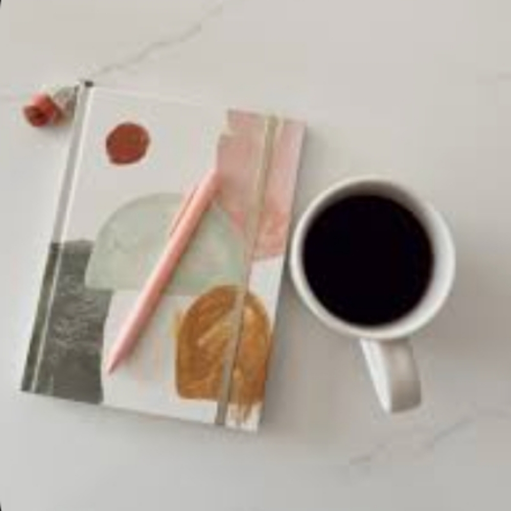 Abstract Cover Lined‎ Journal with Gold Ribbon Bookmark and Tassels